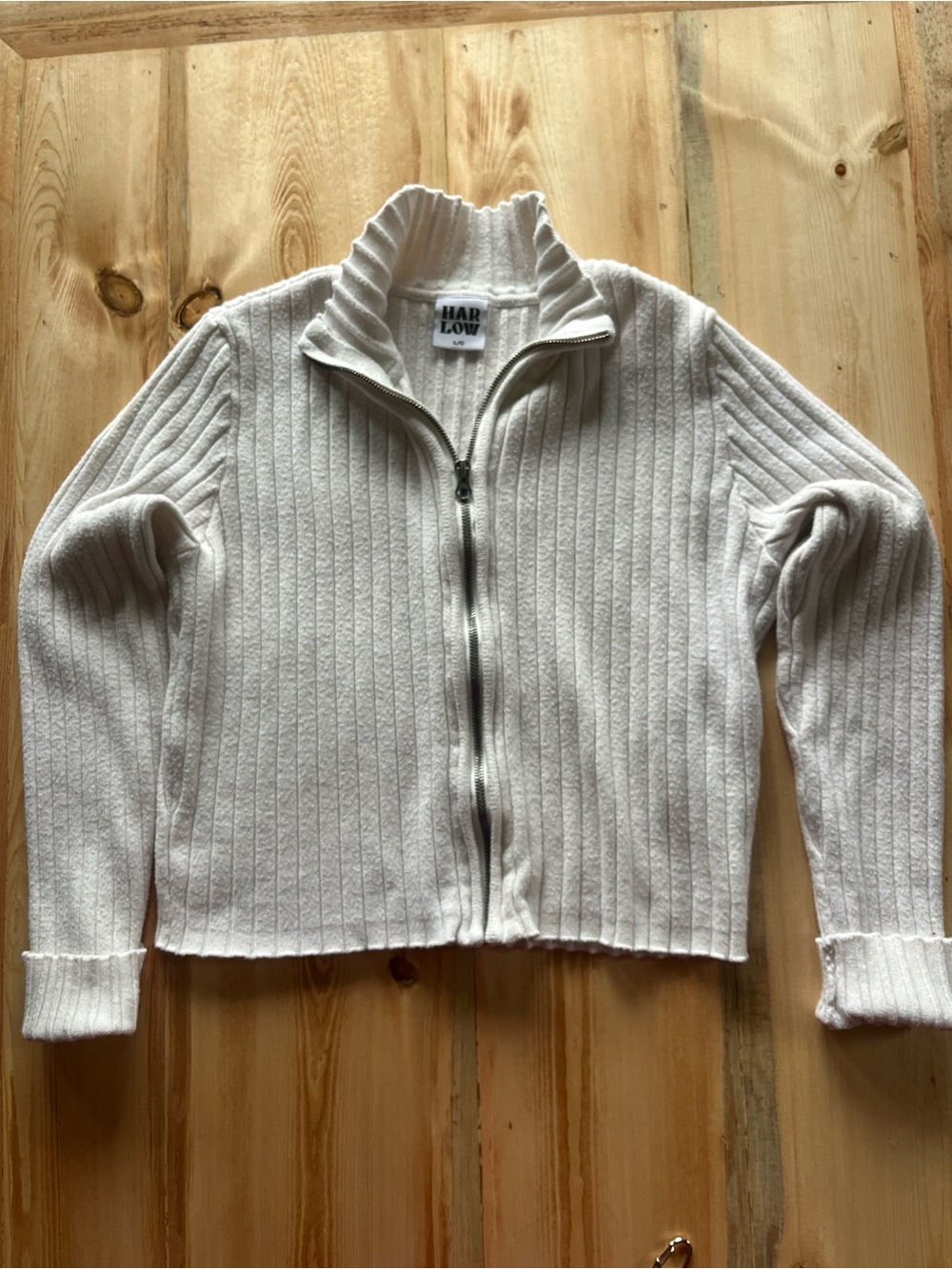 Harlow Ivory Ribbed Zip-Front Teddy Jacket